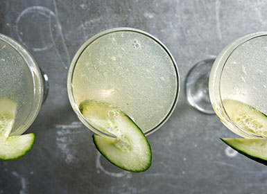 Cocktail with Cucumber garnish